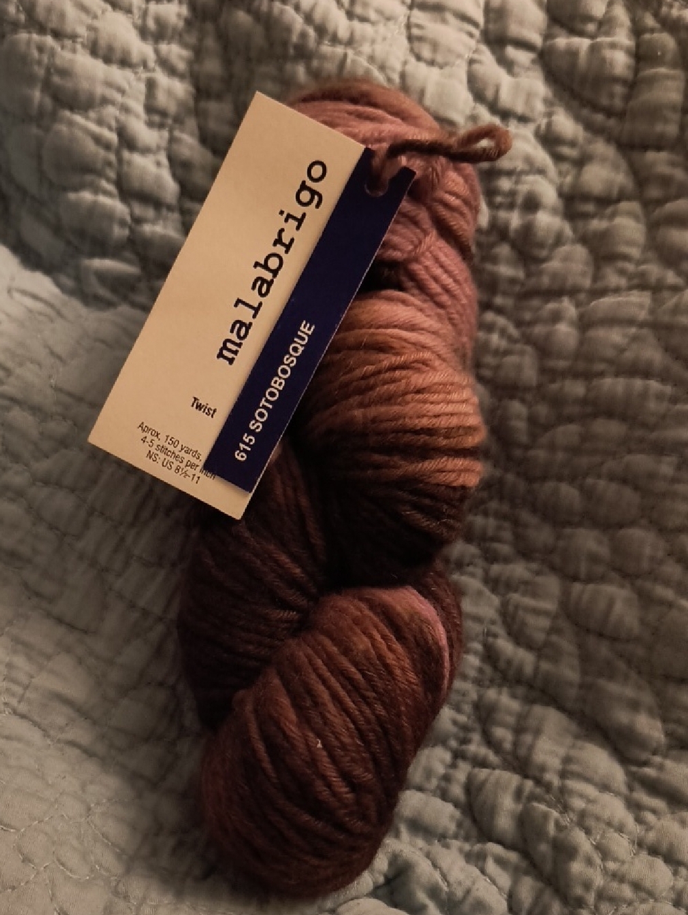 Malabrigo Twist Hand-Dyed Wool Yarn in Dusty Rose/Brown